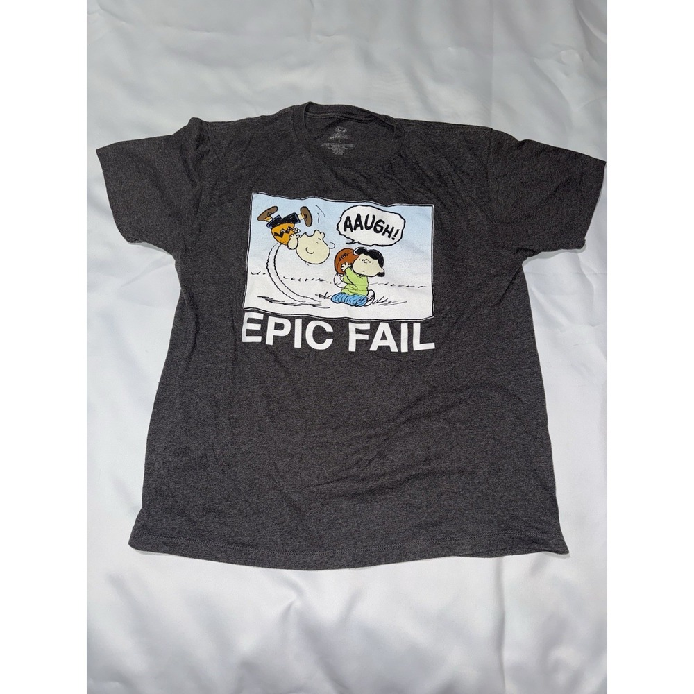 Peanuts Collection Snoopy Gray T Shirt  mens l‎ Charles Schulz Epic Fail